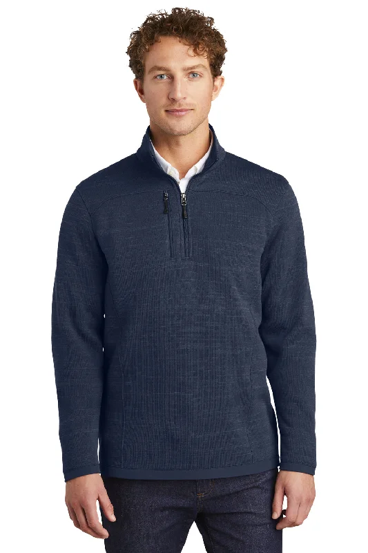 Eddie Bauer Mens Pill Resistant Fleece 1/4 Zip Jacket - Heather River Navy Blue