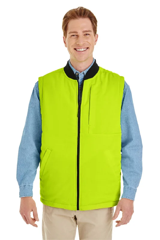 Harriton Mens Dockside Reversible Water Resistant Full Zip Vest - Black/Safety Yellow