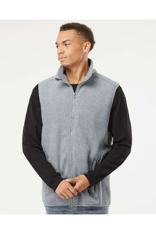 Burnside Mens Pill Resistant Polar Fleece Full Zip Vest - Heather Grey