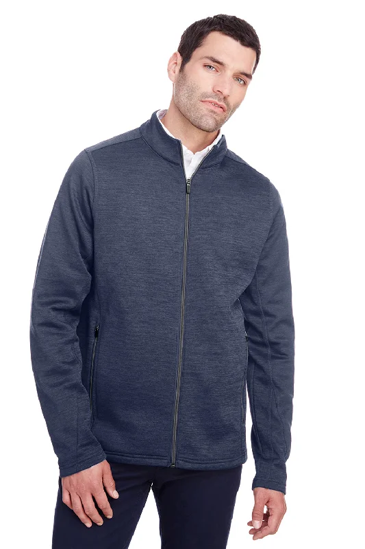 North End Mens Flux 2.0 Fleece Water Resistant Full Zip Jacket - Heather Classic Navy Blue/Carbon Grey