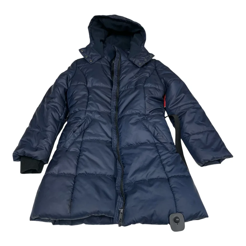 Jacket Puffer & Quilted By Calvin Klein In Navy, Size: M