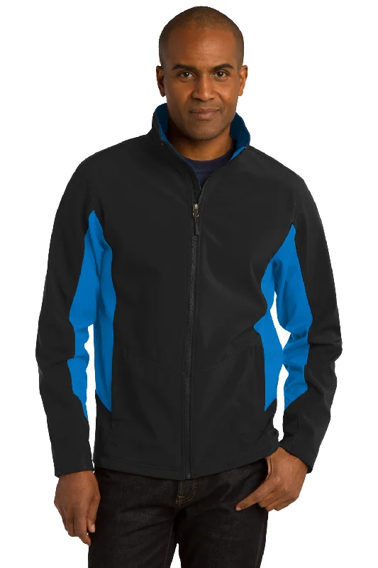 Port Authority Mens Core Wind & Water Resistant Full Zip Jacket - Black/Imperial Blue